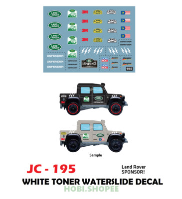 JC-9195 White Toner Waterslide Decal LAND ROVER SPONSOR Custom 1