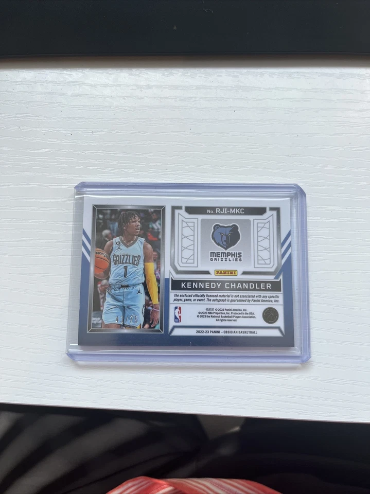 2022-23 Panini Obsidian Basketball Kennedy Chandler Rookie Jersey Ink #43/75 - Image 3 of 4