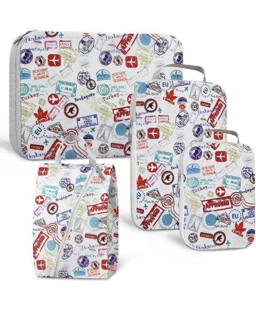 4Pcs Cubes Set Travel Luggage Packing Organizer Travel Compression Suitcase Bags 4Pcs Cubes Set Travel Luggage Packing Organizer Travel Compression Suitcase Bags