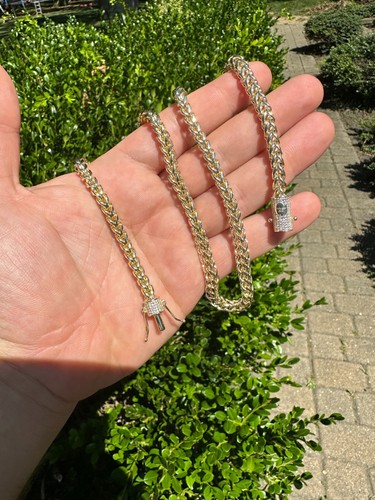 Iced MOISSANITE Clasp 14k Gold Stainless Steel Franco Chain Necklace Bracelet - 第 12/24 張圖片