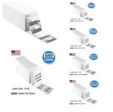 Fanfold Direct Thermal Shipping Labels 4x6 Perforated for Zebra & Rollo