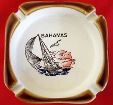 BAHAMAS SQUARE ASH TRAY - SAIL BOAT PICTURED