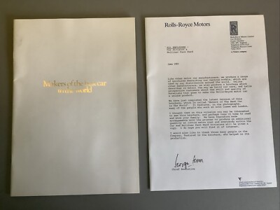 Rolls Royce Motors 1982 ~ Hersteller des besten Autos der Welt + Anschreiben