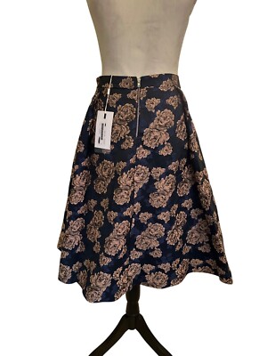 Floral Print Navy Jacquard Skirt Willow Navy Floral Jacquard Skirt