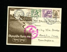 Zeppelin Sieger 427Ba 1936 LZ129 Olympic Flight Germany Post on Olympic PostCard