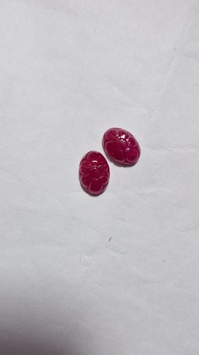 14.70 Carat Natural Red Ruby Gemstone Carving Oval Cabochon 10x14mm 2 Piece - 第 1/8 張圖片