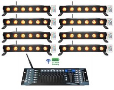 8 Rockville BEST STRIP 60 Black Rechargeable Light Bars Wireless DMX Controller