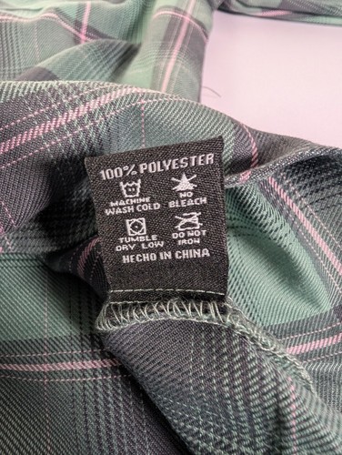 Dixxon Flannel Shirt Boys Youth XL DFC Green Pink Plaid Long Sleeve Pockets - Picture 7 of 10