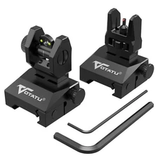 VOTATU V2 Fiber Optic Iron Sights, Flip Up Front and Rear Backup Sights with ...