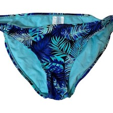 Tropical Blue Leaf Print Bikini Bottom