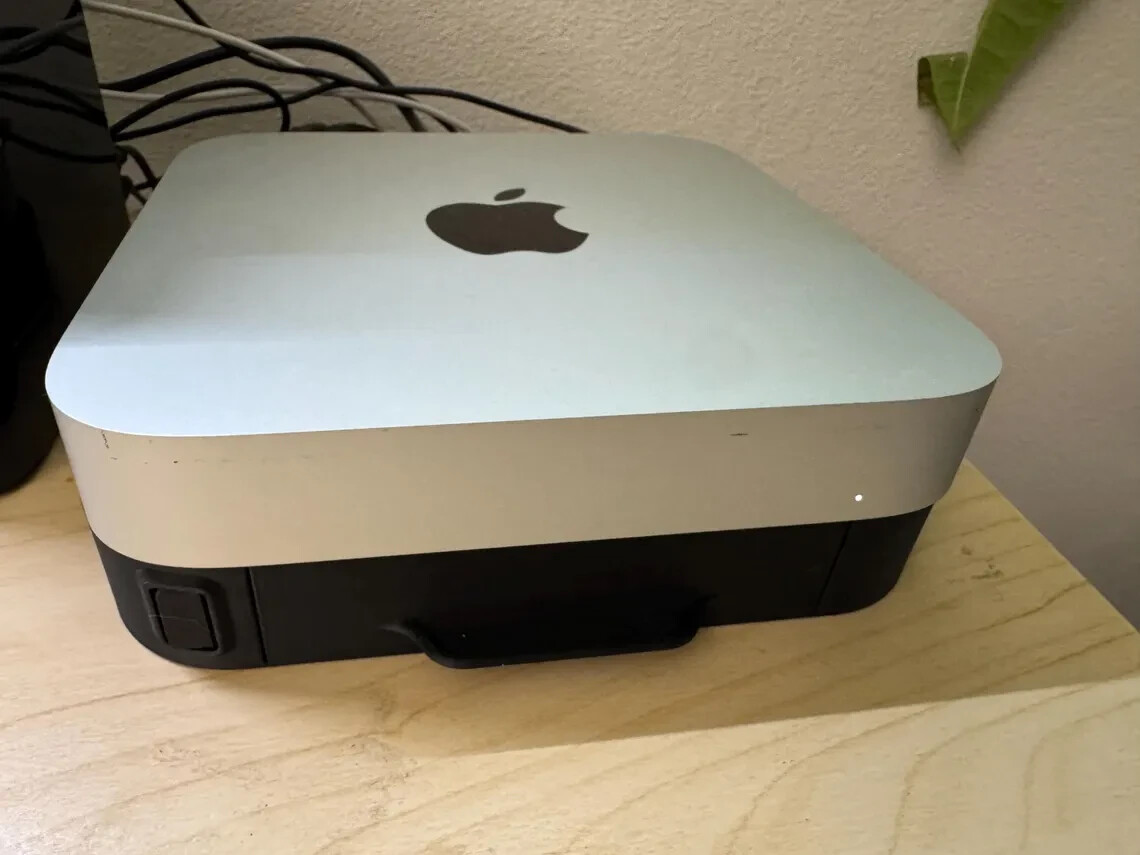 Mac Mini Cooling Stand with Slide-In Drawer and Front USB Desktop