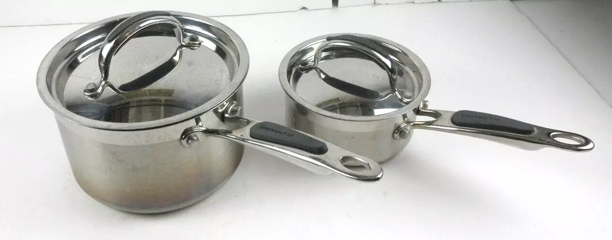 2) KITCHENAID STAINLESS STEEL SKILLET FRYING PANS 8 & 10