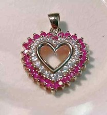 2.00Ct Round Lab-Created Red Ruby Heart Shaped Pendant 14K Yellow Gold Plated