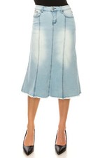 Women's Juniors/Plus Size Calf - Length Stretch Denim A-Line Skirt