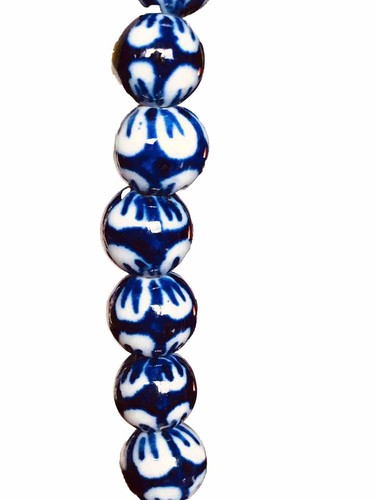 Keramik blau und weiß Perlen 8 mm Menge: 16 Perlen Galerie
