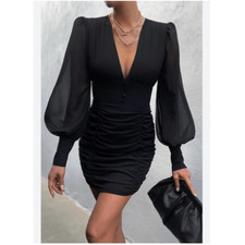 Runaway the Label Black Puff Long Sleeve Mini Dress Size 8