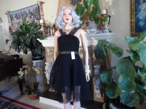 Self-Portrait Black Halter-Neck A Line Dress w/ Asymetrical Hem Detail-Size 4 - Picture 4 of 23