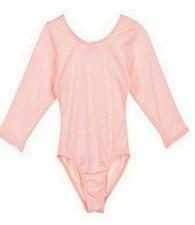 Jacques Moret Leotard Bodysuit 3/4 Sleeve Nylon New Girl Child S 6/7 6 7 - Pink