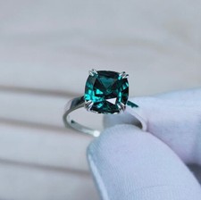 Teal Sapphire Ring,Cushion Cut Teal Sapphire Ring,925 Sterling Silver ring