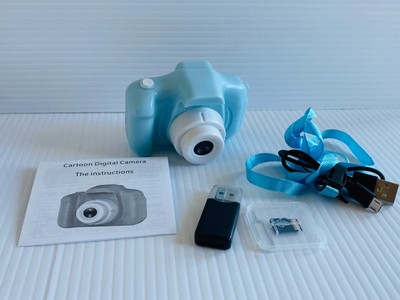 Mini Blue Cartoon Digital Camera Micro SD Card Cable USB