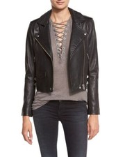 Iro Pixy Studded Leather Biker Jacket Black Women's 38