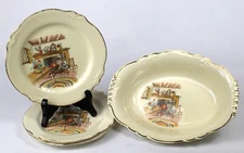 Homer Laughlin Virginia Rose Colonial Kitchen Serving Bowl & 3 Plates - Disc.