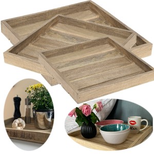 3x Mango Holz Tablett Serviertablett Set Xl Braun Deko Tablett Bett Sofa Tablett Ebay