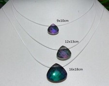 unsichtbare Kette transparent Nylon schwebende Perle facettierter Tropfen  103a