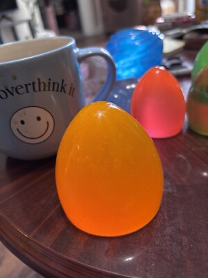 Neon Orange Resin Egg Paper Weight