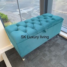 Ottoman Storage Box Chesterfield Velvet Blanket Toy Box  Pouffe Bench Footstool.