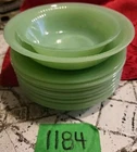 Vtg Fire King Jadeite Milk Glass 8 Saucer & 2 Bowls  Jane Ray Glass Art Ware