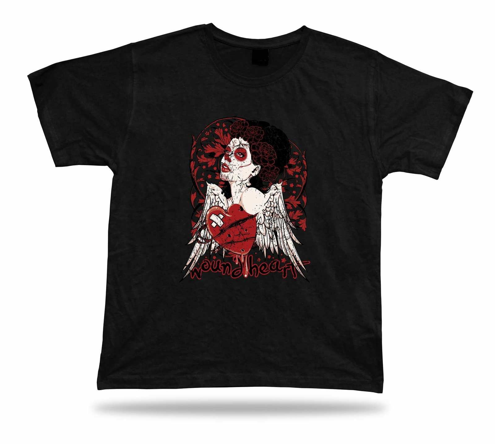 Tshirt Tee Shirt Birthday Gift Idea Wound Heart Skull Makeup Wings Emblam Retro