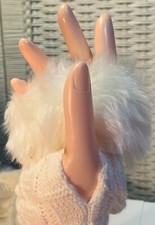Faux Fur Fingerless White Long Hand Warmer Gloves