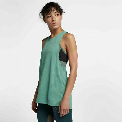Women's Nike Medalist Running Tank M Green Gym Training Casual New