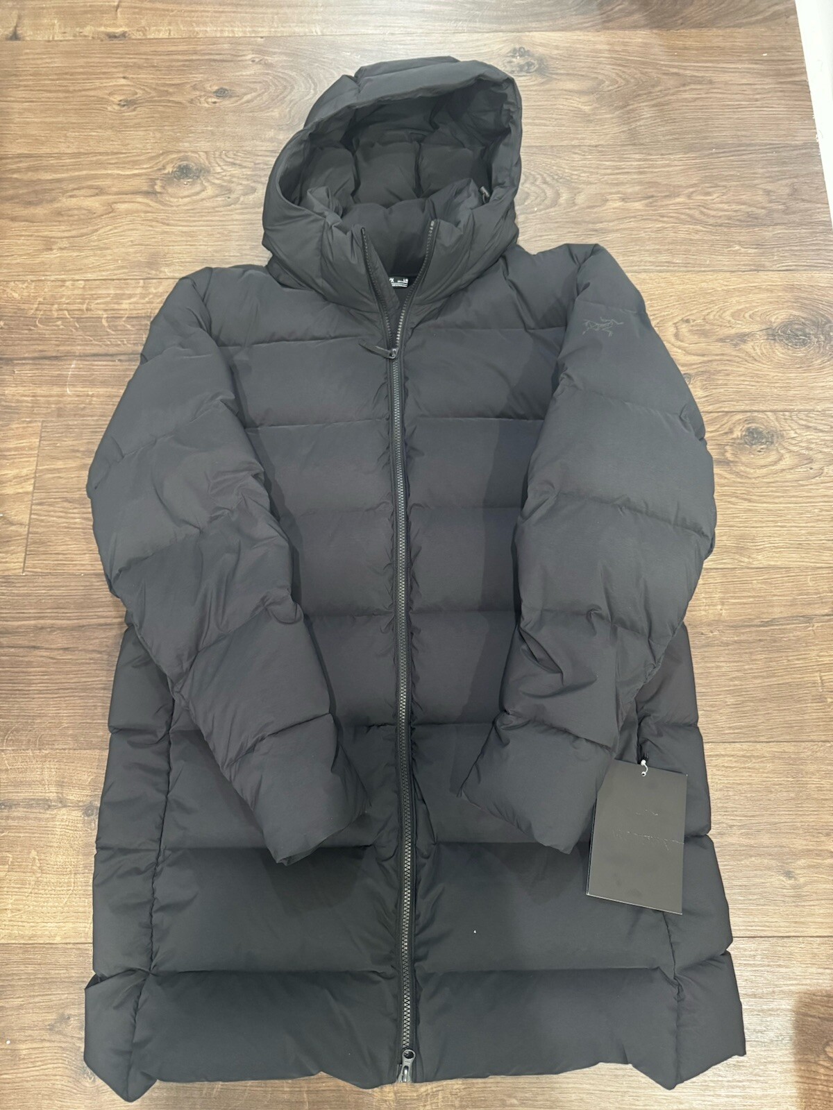 ARC'TERYX Arc’teryx Revet Down Parka Uomo Large Nero Nuovo con etichette Nuovo con cappuccio Cappotto Lungo Giacca