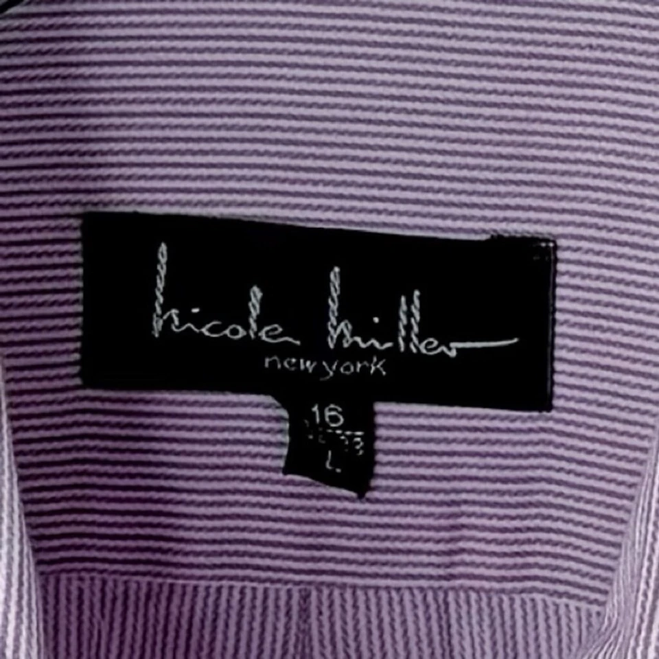 NICOLE MILLER Нью-Йорк мужчин дизайнер розовый в полоску повседневный на пуговицах размер L - Изображение 4 из 4