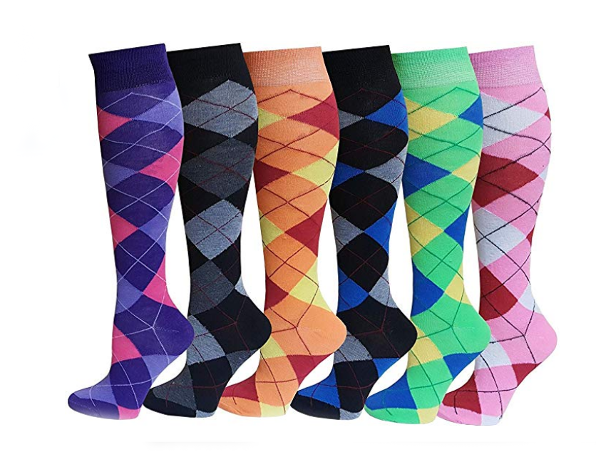Horse Design Women's Argyle Socks Knee high Horse riding Socks UK 47