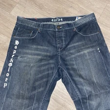 Mens Toxic Fish Jeans Size 42/34 Blue Rare Y2K