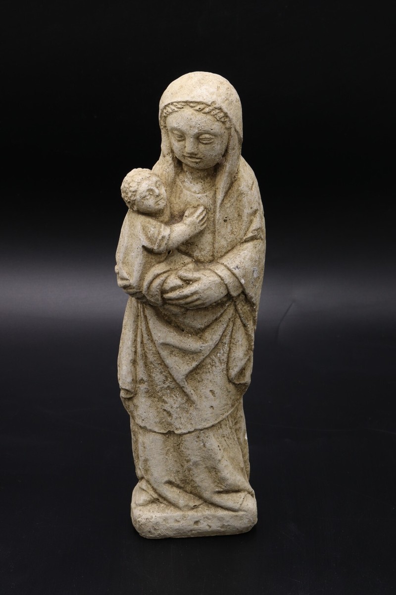 Medieval Stone Very Rare Romanesque Sculpture Limestone Virgin