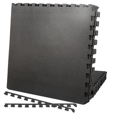 6 Pieces Puzzle Exercise Floor Mats 24'' 24'' Workout Gym Equipment Mat Black