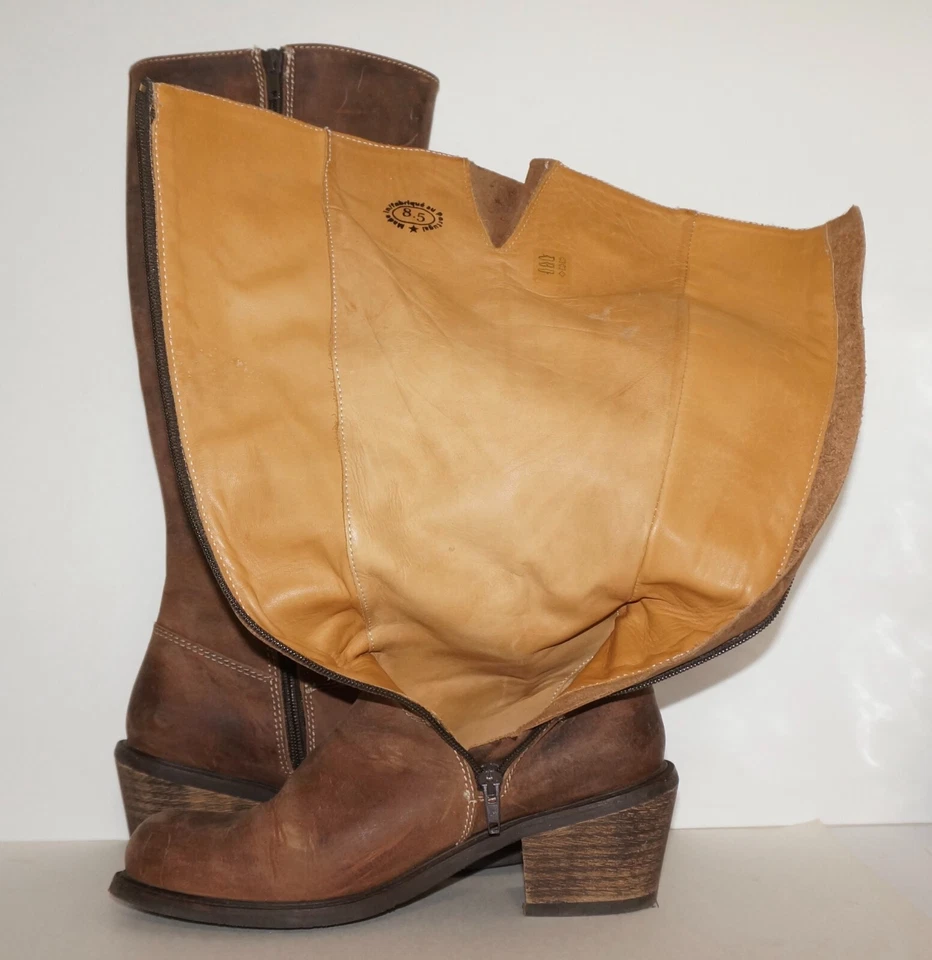 JOHN FLUEVOG Botas Altas Cuero Marrón Pulido con Cremallera EE. UU. 8.5 Foto 4 de 4