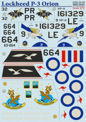 Decal for Lockheed P-3 Orion (Aircraft wet decal) scale 1/72 Print Scale 72-132