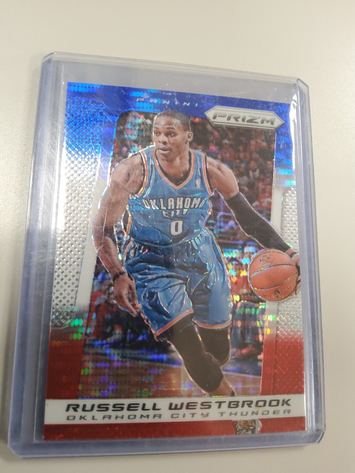2013-14 Panini Prizm Blue White Red Pulsar #30 Russell Westbrook Thunder