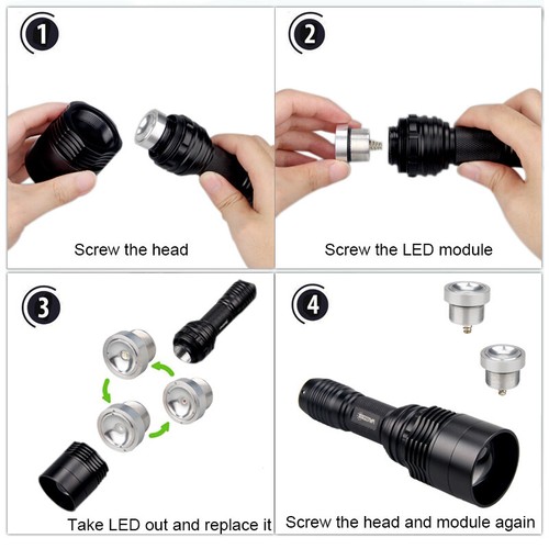 Red Green White LED Hunting Flashlight Lamp Predator Coyote Night Hog Zoom Torch - Picture 6 of 13