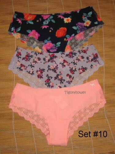 3 bragas Victoria's Secret ROSA encaje espalda corte crudo mejillas hipster medianas - Imagen 14 de 16