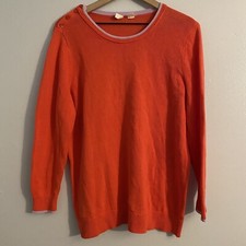 Moth Anthropologie Crew Neck Knit Sweater Women  s Size Large 100 Cotton Orange
