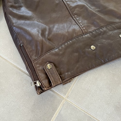 Diesel Men’s Leather Biker Jacket 2XL Brown – Moto Quilted Arms Y2K Real Leather - Picture 6 of 10