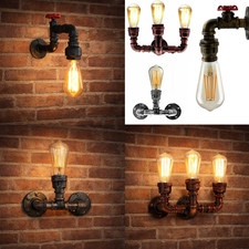 Vintage Steampunk Wall Light Industrial Retro Metal Water Pipe E27 Sconce Lamp