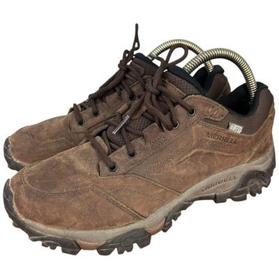 Merrell Men's Moab Adventure Waterproof Leather Low Lace Shoes Vibram Brown Sz 8