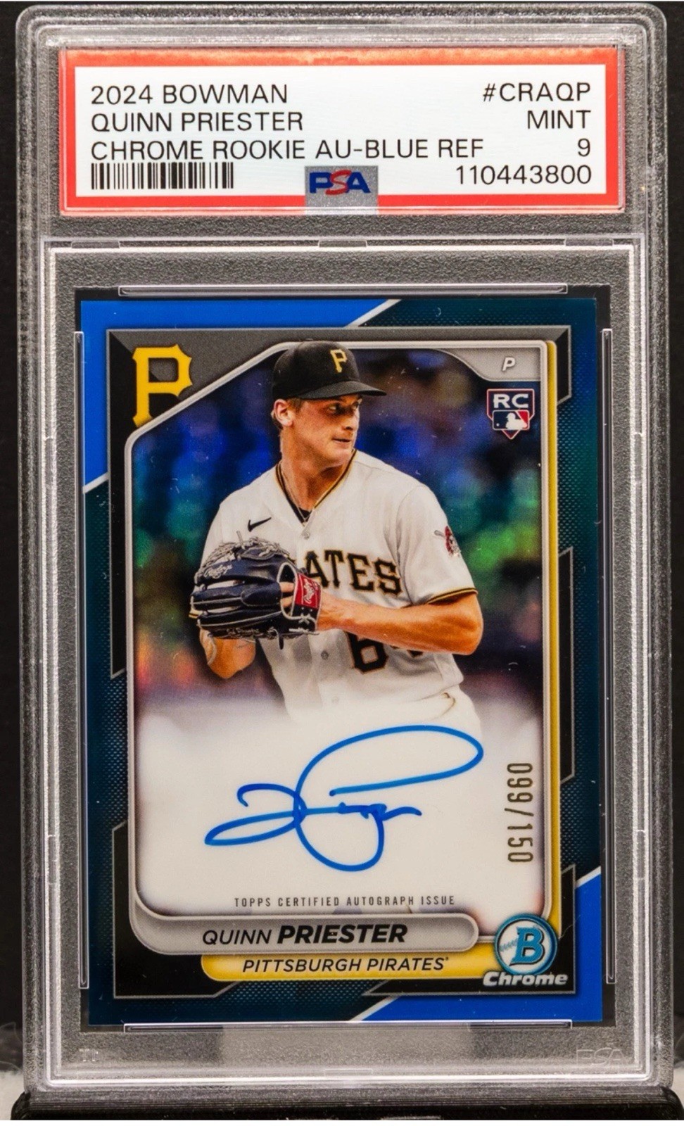 2024 Bowman - Chrome Rookie Autograph Quinn Priester #CRA-QP Blue Refractor /150